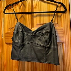 COPY - Black Faux Leather Crop Top Sz L